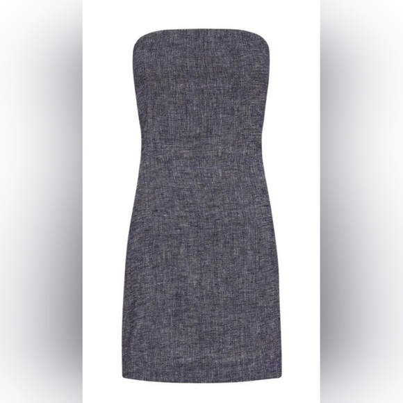 St. Agni Anna Mini Dress Navy Marle Organic Cotton Linen Blend Nwt Sz. S. - Picture 2 of 14